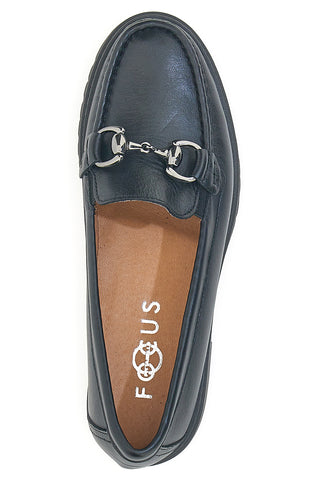 Pittarello Focus 830 Schwarze Loafer aus echtem Leder mit Klammer