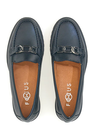 Mocassini neri in pelle con morsetto Pittarello Focus 820