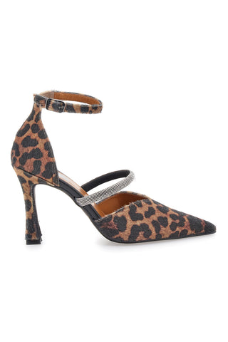 Décolleté animalier con cinturini e tacco a rocchetto Pittarello love 7092