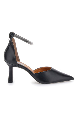 Décolleté nere con tacco a spillo e cinturino gioiello Pittarello love 63512