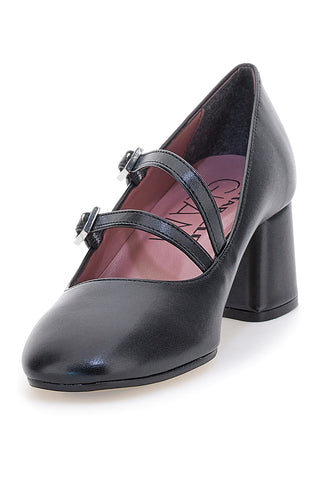 Décolleté nere con doppio cinturino e tacco largo Pittarello glam 6716