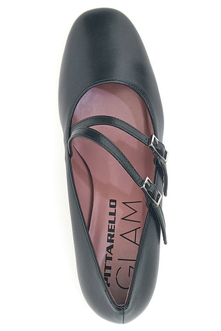 Décolleté nere con doppio cinturino e tacco largo Pittarello glam 6716