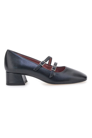 Pittarello Glam 6685 schwarze Pumps mit Riemchen und niedrigem Absatz
