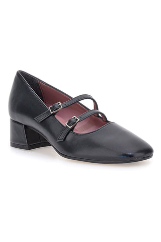Pittarello Glam 6685 schwarze Pumps mit Riemchen und niedrigem Absatz