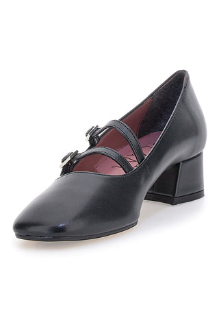 Pittarello Glam 6685 schwarze Pumps mit Riemchen und niedrigem Absatz