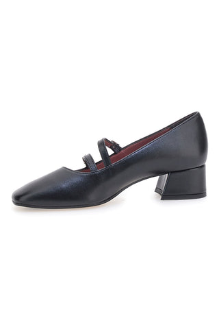 Pittarello Glam 6685 schwarze Pumps mit Riemchen und niedrigem Absatz