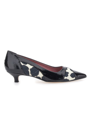 Décolleté nere in vernice con stampa animalier e tacco basso Pittarello Glam 63127