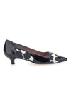 Schwarze Lacklederpumps mit Animalprint und niedrigem Absatz Pittarello Glam 63127