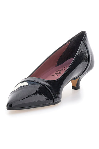 Schwarze Lacklederpumps mit Animalprint und niedrigem Absatz Pittarello Glam 63127