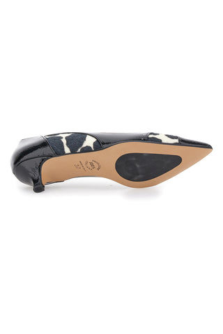 Décolleté nere in vernice con stampa animalier e tacco basso Pittarello Glam 63127