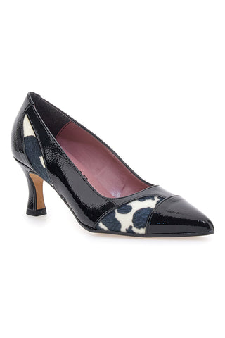 Décolleté nere con inserti animalier effetto cavallino e vernice Pittarello glam 64379