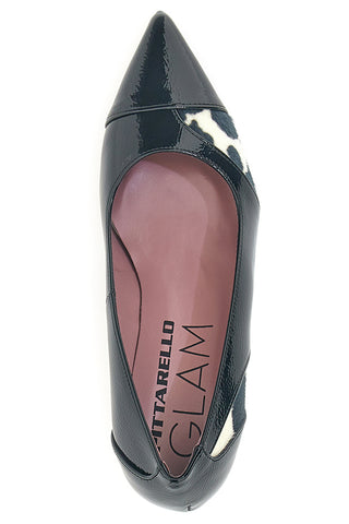 Décolleté nere con inserti animalier effetto cavallino e vernice Pittarello glam 64379