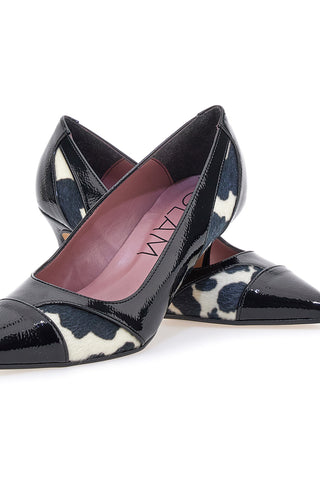 Décolleté nere con inserti animalier effetto cavallino e vernice Pittarello glam 64379