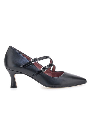 Pittarello Glam 64362 schwarze Pumps mit doppelten glänzenden Riemchen