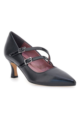 Décolleté nere con doppi cinturini lucidi Pittarello glam 64362