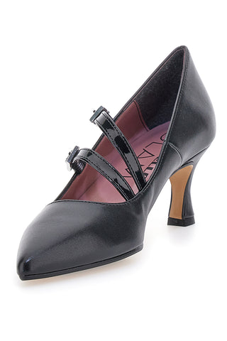 Décolleté nere con doppi cinturini lucidi Pittarello glam 64362