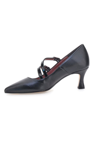 Décolleté nere con doppi cinturini lucidi Pittarello glam 64362
