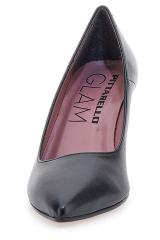 Schwarze Dekolleté-Schuhe mit spitzer Spitze und Matteffekt von Pittarello glam 6370