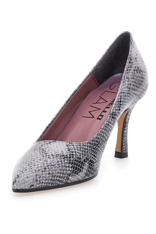 Décolleté stampa pitonata grigia effetto lucido Pittarello glam 66370