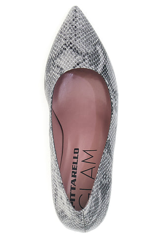 Décolleté stampa pitonata grigia effetto lucido Pittarello glam 66370