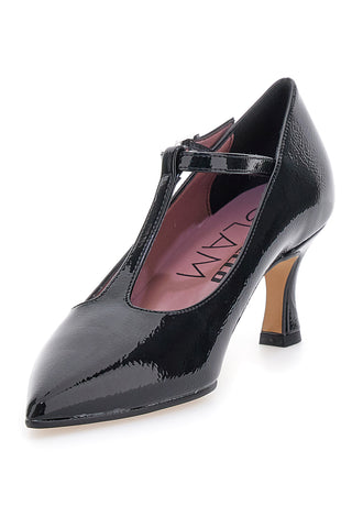 Décolleté nere effetto vernice con cinturino a T Pittarello glam 1300