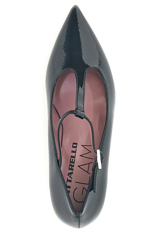 Décolleté nere effetto vernice con cinturino a T Pittarello glam 1300