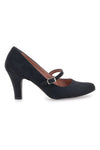 Schwarze Pumps in Wildlederoptik mit Riemen der Pittarello-Klasse 3724