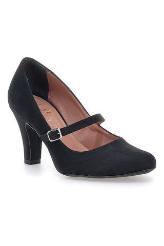 Schwarze Pumps in Wildlederoptik mit Riemen der Pittarello-Klasse 3724