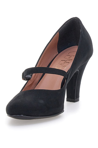Schwarze Pumps in Wildlederoptik mit Riemen der Pittarello-Klasse 3724