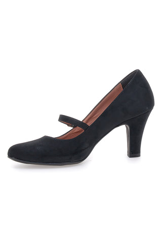 Schwarze Pumps in Wildlederoptik mit Riemen der Pittarello-Klasse 3724