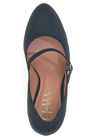 Schwarze Pumps in Wildlederoptik mit Riemen der Pittarello-Klasse 3724