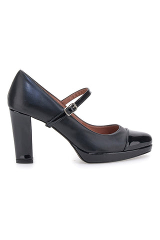 Mary Jane nere con punta tonda, cinturino e plateau Pittarello class 2567