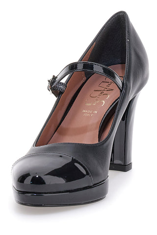 Mary Jane nere con punta tonda, cinturino e plateau Pittarello class 2567