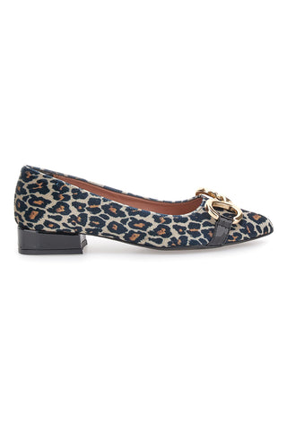 Ballerine animalier con punta sfilata e catena Pittarello glam 3313