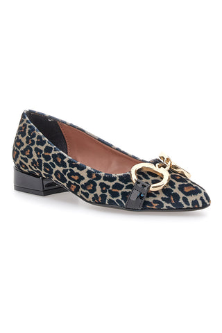 Ballerine animalier con punta sfilata e catena Pittarello glam 3313