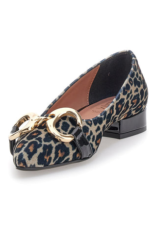 Ballerine animalier con punta sfilata e catena Pittarello glam 3313