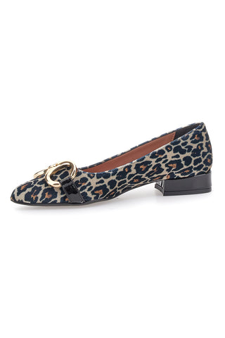 Ballerine animalier con punta sfilata e catena Pittarello glam 3313