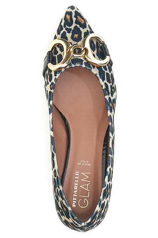 Ballerine animalier con punta sfilata e catena Pittarello glam 3313
