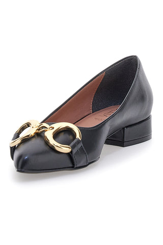Ballerine nere con punta sfilata e catena oro Pittarello glam 3313