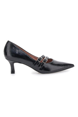 Décolleté nere con punta affusolata e doppia fibbia Pittarello glam 3854R