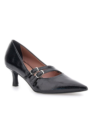 Décolleté nere con punta affusolata e doppia fibbia Pittarello glam 3854R
