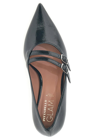 Décolleté nere con punta affusolata e doppia fibbia Pittarello glam 3854R
