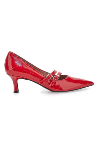 Décolleté rosse con tacco basso e doppia cinturina Pittarello glam 3854R