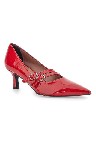Décolleté rosse con tacco basso e doppia cinturina Pittarello glam 3854R