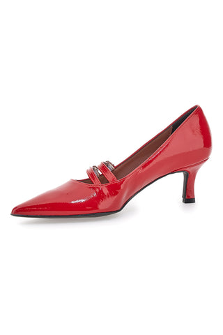 Décolleté rosse con tacco basso e doppia cinturina Pittarello glam 3854R