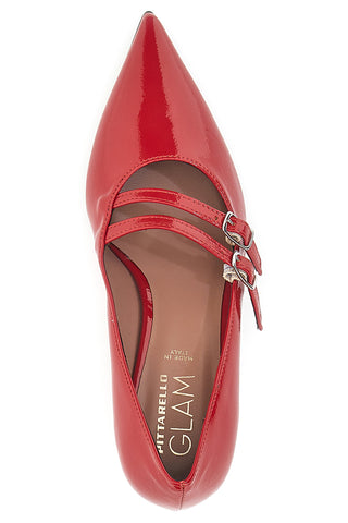 Décolleté rosse con tacco basso e doppia cinturina Pittarello glam 3854R
