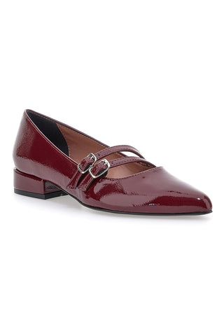 Ballerine bordeaux con punta sfilata e doppia fibbia Pittarello glam 3664