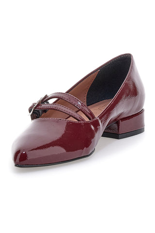 Ballerine bordeaux con punta sfilata e doppia fibbia Pittarello glam 3664