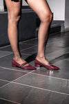 Ballerine bordeaux con punta sfilata e doppia fibbia Pittarello glam 3664