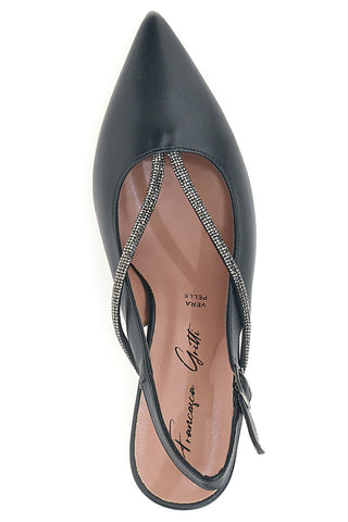 Décolleté nere a punta con cinturino gioiello Francesca Gritti 150